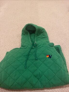 AVIATOR NATION Green Quilted Hoodie